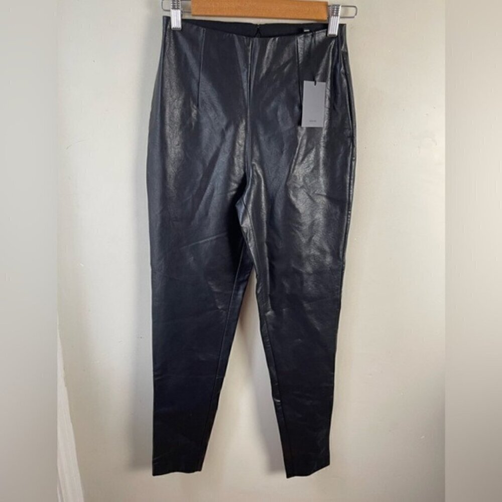 NBD X REVOLVE Black faux leather high waisted pants XS NEW NWT